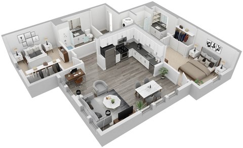 Floor plan for 2 beds, 2 baths, 1104 sqft